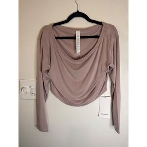 Cupro Boatneck Cropped Long Sleeve Adaptive Pink Size 10 NWT